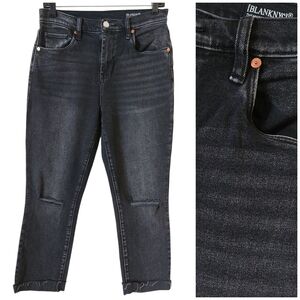 Blank NYC The Madison Crop Distressed Women's Black Jeans Size 28